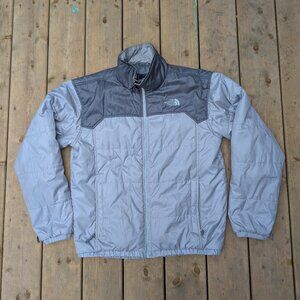 The North Face Men's Puffer Jacket Gray Quilted Insulated Full Zip M
